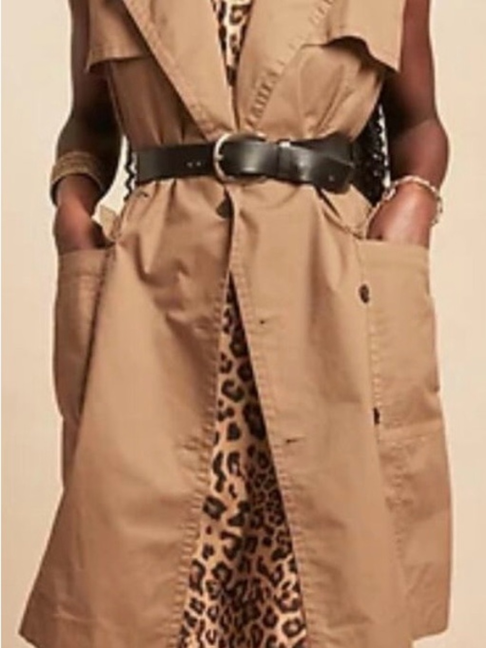 Banana Republic Tan Sleeveless Trench Vest